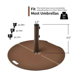 Costway Patio 50LBS Umbrella Base Market Umbrella Stand Wheels Handle Brown