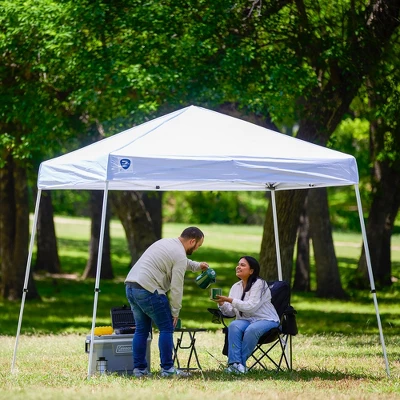 Z-Shade 10 X 10 Foot Push Button Angled Leg Instant Shade Outdoor Canopy Tent Portable Shelter With Steel Frame And Storage Bag, White 3 Z-Shade 10 X 10 Foot Push Button Angled Leg Instant Shade Outdoor Canopy Tent Portable Shelter With Steel Frame And Storage Bag, White