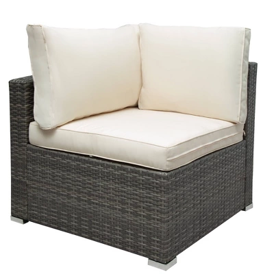 7pc Wicker Patio Seating Set With Cushions & Storage Box - Gray/Beige - GODEER 13 7pc Wicker Patio Seating Set With Cushions & Storage Box - Gray/Beige - GODEER - Image 11