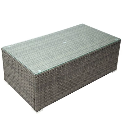 7pc Wicker Patio Seating Set With Cushions & Storage Box - Gray - GODEER 12 7pc Wicker Patio Seating Set With Cushions & Storage Box - Gray - GODEER - Image 10