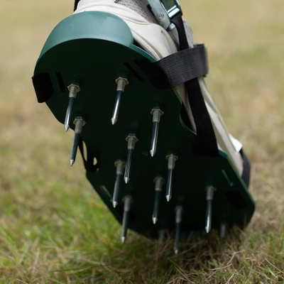 Gardenised Lawn And Garden Aerator Spike Shoe With 3 Metal Buckle Straps, Green Spiked Sandal 5 Gardenised Lawn And Garden Aerator Spike Shoe With 3 Metal Buckle Straps, Green Spiked Sandal - Image 3