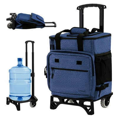 Costway 50-Can 3-in-1 Insulated Rolling Cooler With Adjustable Handle & Bottom Plate Blue/Grey 12 Costway 50-Can 3-in-1 Insulated Rolling Cooler With Adjustable Handle & Bottom Plate Blue/Grey - Image 10