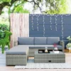 4pc Outdoor Wicker Conversation Sectional Set With Cushions - Gray - GODEER