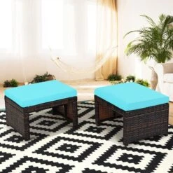 Costway 2PCS Patio Rattan Ottoman Cushioned Seat Foot Rest Furniture TurquoiseRedWhite 25 Costway 2PCS Patio Rattan Ottoman Cushioned Seat Foot Rest Furniture TurquoiseRedWhite -Sunnydaze Decor Store GUEST 2a23788e 90a7 48e1 8f80 76e40a181cd4