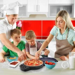 Courant 12 Inch Electric Griddle And Pizza Maker W/ Dial, Opens 180°