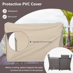 Costway 5PCS Patio Rattan Furniture Set Ottoman Cushioned W/Cover Space Saving Off White/Gray/Red/Turquoise 19 Costway 5PCS Patio Rattan Furniture Set Ottoman Cushioned W/Cover Space Saving Off White/Gray/Red/Turquoise -Sunnydaze Decor Store GUEST 2a45c540 5a36 4133 8f92 f90b55dd0cad