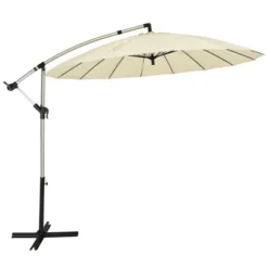 Costway 10ft Patio Offset Umbrella W/ Crank And Cross Base Aluminum