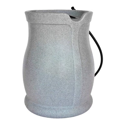 FCMP Outdoor Catalina 45 Gallon Rain Barrel, Water Rain Catcher Barrel With Flat Back For Watering Outdoor Plants, Gardens, Landscapes, Light Granite 3 FCMP Outdoor Catalina 45 Gallon Rain Barrel, Water Rain Catcher Barrel With Flat Back For Watering Outdoor Plants, Gardens, Landscapes, Light Granite