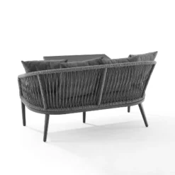 Dover 2pc Outdoor Rope Conversation Set With Loveseat & Coffee Table - Charcoal/Matte Black - Crosley -Sunnydaze Decor Store GUEST 2c0fe05d 3254 47d3 b077 b3c0e85f8d54