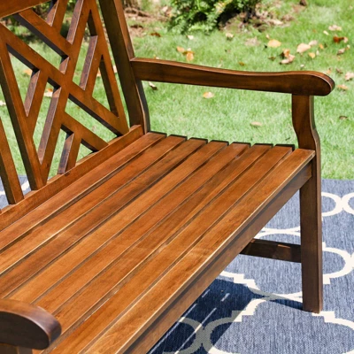 Outdoor Poplar Wood Loveseat Bench - Natural - Captiva Designs 6 Outdoor Poplar Wood Loveseat Bench - Natural - Captiva Designs - Image 4