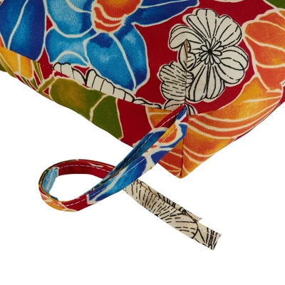 Aloha Red Floral Outdoor Bench Cushion - Kensington Garden 5 Aloha Red Floral Outdoor Bench Cushion - Kensington Garden - Image 3