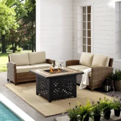 Crosley 3pc Bradenton Steel Outdoor Patio Fire Pit Furniture Set With Two Loveseats Tan/Brown 13 Crosley 3pc Bradenton Steel Outdoor Patio Fire Pit Furniture Set With Two Loveseats Tan/Brown -Sunnydaze Decor Store GUEST 2d32216f 98ae 4187 9613 890bd9d6ea45