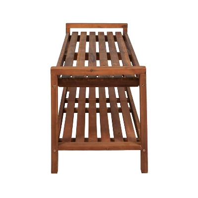 Blane 3-Seat Mid-Century Modern Acacia Wood Slat Outdoor Garden Patio Bench - JONATHAN Y 5 Blane 3-Seat Mid-Century Modern Acacia Wood Slat Outdoor Garden Patio Bench - JONATHAN Y - Image 3