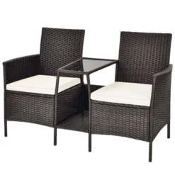 Tangkula Patio Loveseat 2 Person Cushioned Seats With Center Table Outdoor Rattan Furniture Set Turquoise/ Red 21 Tangkula Patio Loveseat 2 Person Cushioned Seats With Center Table Outdoor Rattan Furniture Set Turquoise/ Red -Sunnydaze Decor Store GUEST 307176b6 9b16 4667 a45b feb0d73560b5