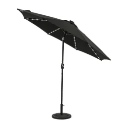 9' X 9' Mirage II Fiesta Market Patio Umbrella With Solar LED Tube Lights Black - Island Umbrella -Sunnydaze Decor Store GUEST 30e1c6e6 a666 4f01 860d e653c4fa8fc7