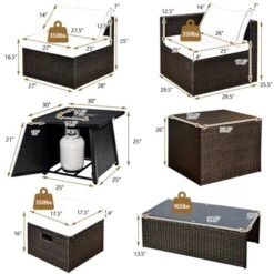 Tangkula 9PCS Outdoor Patio Furniture Set With 30" Propane Fire Pit Table PE Wicker Space-Saving Sectional Sofa Set W/ Storage Box & Cushions -Sunnydaze Decor Store GUEST 31013370 fe75 43d1 a683 999056ce4c9a