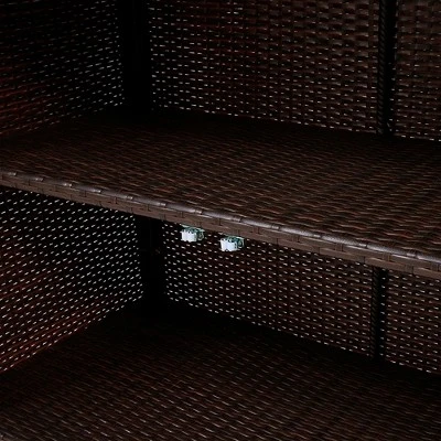 Teamson Home 39.5" Veronica Rolling Outdoor PE Rattan Bar Cart With Storage, Brown 13 Teamson Home 39.5" Veronica Rolling Outdoor PE Rattan Bar Cart With Storage, Brown - Image 11