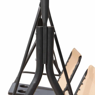 Outsunny 2 Person Covered Porch Swing With Pivot Storage Table, Cup Holder, & Adjustable Overhead Canopy 6 Outsunny 2 Person Covered Porch Swing With Pivot Storage Table, Cup Holder, & Adjustable Overhead Canopy - Image 4