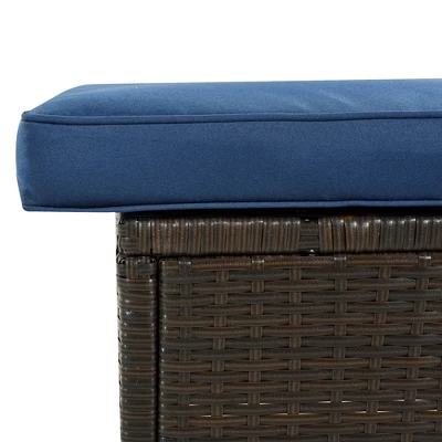 9pc Wicker Patio Sectional Seating Set With Cushions - Brown/Blue - GODEER 7 9pc Wicker Patio Sectional Seating Set With Cushions - Brown/Blue - GODEER - Image 5