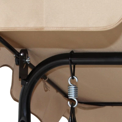 Costway 3 Person Outdoor Patio Swing Canopy Awning Yard Furniture Hammock Steel Beige 6 Costway 3 Person Outdoor Patio Swing Canopy Awning Yard Furniture Hammock Steel Beige - Image 4