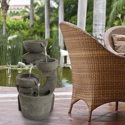 Nature Spring 4-Tiered Bowl Outdoor Water Fountain 6 Nature Spring 4-Tiered Bowl Outdoor Water Fountain - Image 4