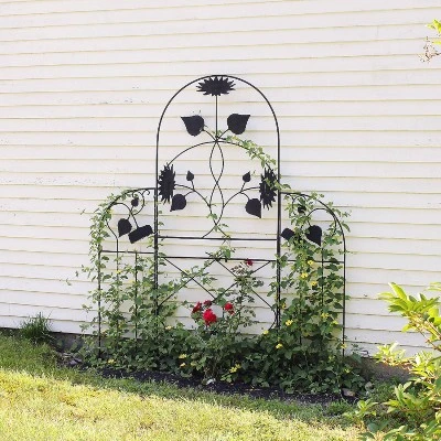 Achla Designs 90" Sunflower Decorative Iron Garden Trellis Black Powder Coat Finish 3 Achla Designs 90" Sunflower Decorative Iron Garden Trellis Black Powder Coat Finish