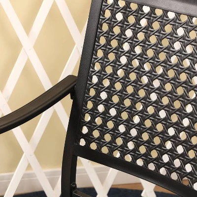 7pc Outdoor Dining Set With Faux Wood Top & Metal Frame & Wrought Iron Chairs - Beige - Captiva Designs 16 7pc Outdoor Dining Set With Faux Wood Top & Metal Frame & Wrought Iron Chairs - Beige - Captiva Designs - Image 14