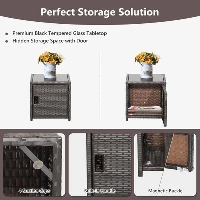 Costway 5PCS Patio Rattan Furniture Set Ottoman Cushioned W/Cover Space Saving Off White/Gray/Red/Turquoise 8 Costway 5PCS Patio Rattan Furniture Set Ottoman Cushioned W/Cover Space Saving Off White/Gray/Red/Turquoise - Image 6