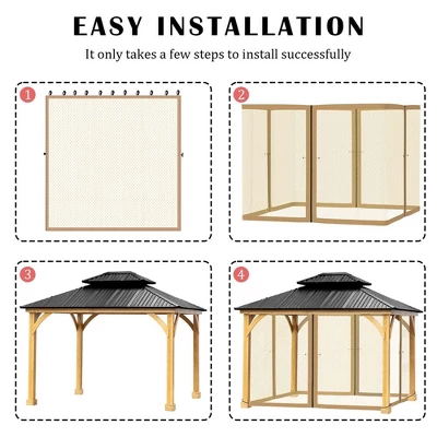 Aoodor Gazebo Netting Screen Replacement Universal 4-Panel Sidewalls 10' X 13' (Only Netting) 6 Aoodor Gazebo Netting Screen Replacement Universal 4-Panel Sidewalls 10' X 13' (Only Netting) - Image 4