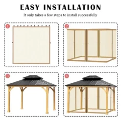 Aoodor Gazebo Netting Black 12' X 10' Polyester Screen Replacement 4 Panel Sidewalls For Patio (Only Netting) -Sunnydaze Decor Store GUEST 3405a98c 2669 4921 b59c 371a5b44ef61