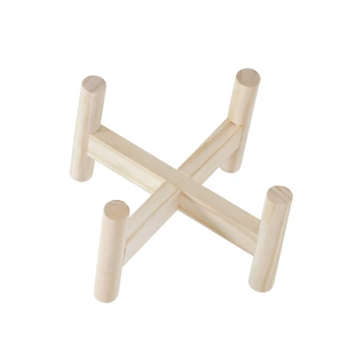 Sagebrook Home With Wood Stand Ceramic Indoor Outdoor Planter Pot Gray/Beige 4 Sagebrook Home With Wood Stand Ceramic Indoor Outdoor Planter Pot Gray/Beige - Image 2