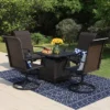 5pc Patio Dining Set With Square Steel Fire Pit With Faux Wood Tabletop & Rattan 360 Swivel Chairs - Captiva Designs -Sunnydaze Decor Store GUEST 34135758 9be4 4ac5 85dc 40a3118ce053