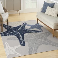 Nourison Aloha Coastal Starfish Outdoor Area Rug -Sunnydaze Decor Store GUEST 3419703f 616d 4df0 a829 8b037507f69a