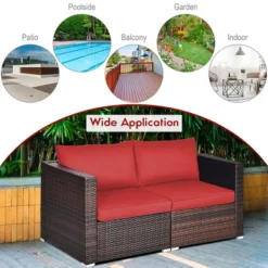 Costway 2PCS Patio Rattan Corner Sofa Sectional Furniture Set Black Cushion BlackRed -Sunnydaze Decor Store GUEST 3476140c 286e 4843 a3b0 81c13d734061