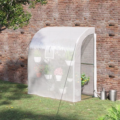 Outsunny 7' X 3' X 7' Outdoor Walk-In Greenhouse, Plant Nursery With Roll-up Windows, PE Cover, And 3 Wire Shelves 4 Outsunny 7' X 3' X 7' Outdoor Walk-In Greenhouse, Plant Nursery With Roll-up Windows, PE Cover, And 3 Wire Shelves - Image 2