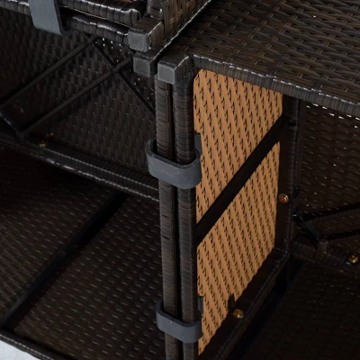 9pc Wicker Patio Sectional Seating Set With Cushions - Brown/Blue - GODEER 12 9pc Wicker Patio Sectional Seating Set With Cushions - Brown/Blue - GODEER - Image 10