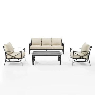 Kaplan 4pc Outdoor Sofa Set - Oatmeal - Crosley 3 Kaplan 4pc Outdoor Sofa Set - Oatmeal - Crosley