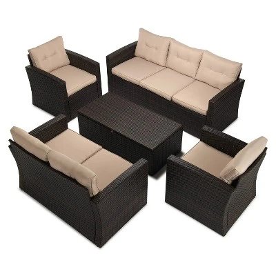 5pc Wicker Outdoor Conversation Set - EDYO LIVING 4 5pc Wicker Outdoor Conversation Set - EDYO LIVING - Image 2