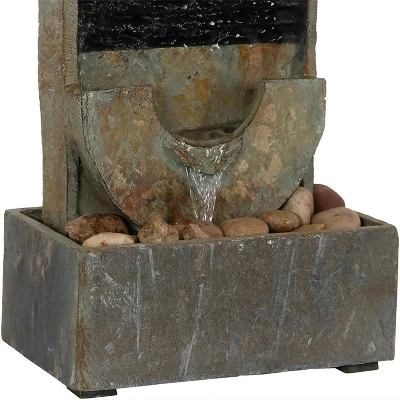 Sunnydaze Decor Sunnydaze Indoor Home Office Contemporary Soothing Half Moon Stone Slate Cascading Tabletop Water Fountain - 16" 5 Sunnydaze Decor Sunnydaze Indoor Home Office Contemporary Soothing Half Moon Stone Slate Cascading Tabletop Water Fountain - 16" - Image 3