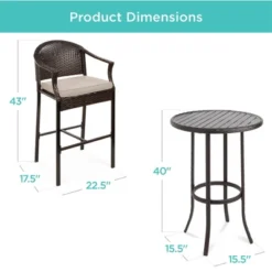 Best Choice Products 3-Piece Outdoor Wicker Bistro Bar Height Set For Patio, Garden W/ Barstools, Steel Frame -Sunnydaze Decor Store GUEST 3591e47c f661 4eaf 8c45 d15119745619