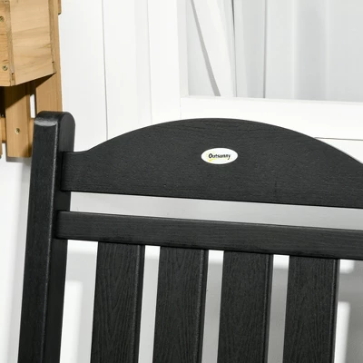 Outsunny 2 Pc Outdoor Rocking Chair, Traditional Slatted Porch Rocker With Armrests, Waterproof HDPE, Black 7 Outsunny 2 Pc Outdoor Rocking Chair, Traditional Slatted Porch Rocker With Armrests, Waterproof HDPE, Black - Image 5