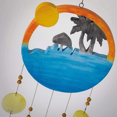 Woodstock Wind Chimes Asli Arts Collection, Sunset Beach Capiz Chime, 30'', Multicolor Wind Chime CSBC 4 Woodstock Wind Chimes Asli Arts Collection, Sunset Beach Capiz Chime, 30'', Multicolor Wind Chime CSBC - Image 2