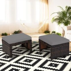 Costway 2PCS Patio Rattan Ottoman Cushioned Seat Foot Rest Furniture TurquoiseRedWhite 27 Costway 2PCS Patio Rattan Ottoman Cushioned Seat Foot Rest Furniture TurquoiseRedWhite -Sunnydaze Decor Store GUEST 372ea5a5 9dde 480a b56f 40ed60cbc4b2