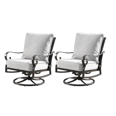 5pc Set With 44" Outdoor Aluminum Round Fire Table & 4 Deep Seating Swivel Rocking Chairs & Wind Blocker Lid - Oakland Living 12 5pc Set With 44" Outdoor Aluminum Round Fire Table & 4 Deep Seating Swivel Rocking Chairs & Wind Blocker Lid - Oakland Living - Image 10