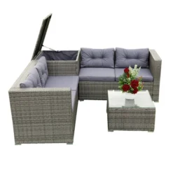 4pc Wicker Patio Seating Set With Cushions - Gray - GODEER 25 4pc Wicker Patio Seating Set With Cushions - Gray - GODEER -Sunnydaze Decor Store GUEST 383165ef 8a46 4743 a96b 7f5ffca7b1a2