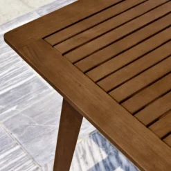 3pc Farmhouse Slatted Eucalyptus Wood Patio Dining Set With Benches - Vifah -Sunnydaze Decor Store GUEST 3851d2dd a347 44e0 b4d2 b18cfb322875