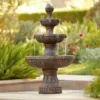 John Timberland Ravenna Rustic 3 Tier Weathered Stone Cascading Outdoor Floor Water Fountain 43" For Yard Garden Patio Home Deck Porch House Exterior