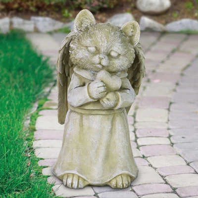 10.43" Resin Cat Angel Garden Statue Gray - Exhart 3 10.43" Resin Cat Angel Garden Statue Gray - Exhart