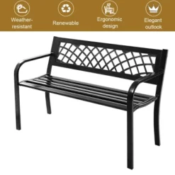 Costway Patio Park Garden Bench Porch Path Chair Outdoor Deck Steel Frame -Sunnydaze Decor Store GUEST 3b71ed21 425e 450a a489 4b4841b5b48a