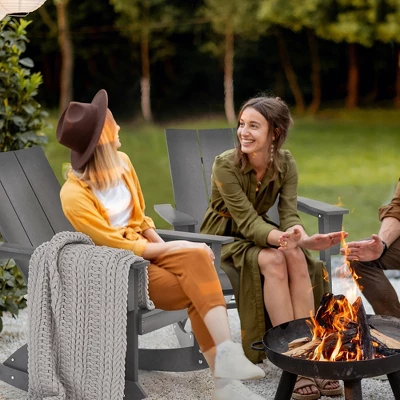 Costway Patio Adirondack Rocking Chair All Weather HDPE Porch Rocker 330lbs Grey Outdoor 6 Costway Patio Adirondack Rocking Chair All Weather HDPE Porch Rocker 330lbs Grey Outdoor - Image 4